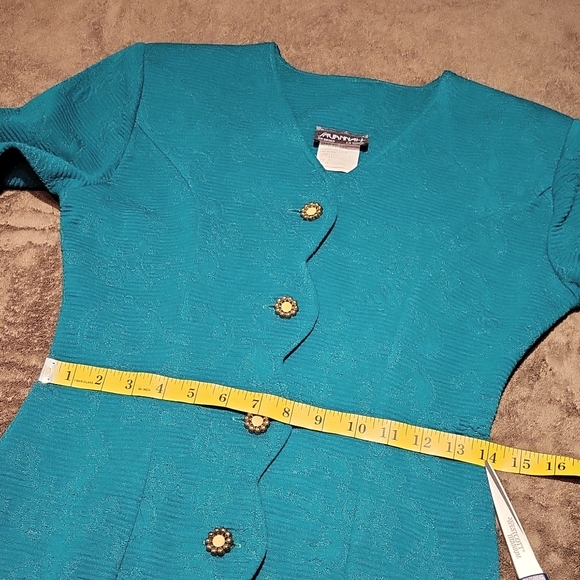 Vintage Savannah Fitted Knit Shirt  Dress Fall Office Party / Sz 5 / Teal - Picture 15 of 16